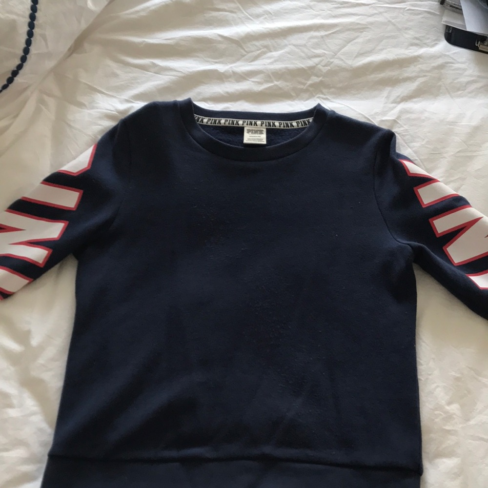 Pink navy blue sweater